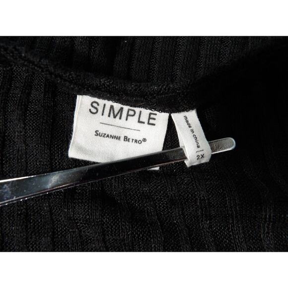 Simple Susan Betro 2X Top Tunic Black White Mixed Media Sweater Career Casual - Picture 6 of 10